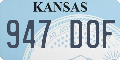 KS license plate 947DOF