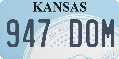 KS license plate 947DOM