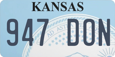KS license plate 947DON