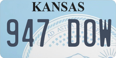 KS license plate 947DOW