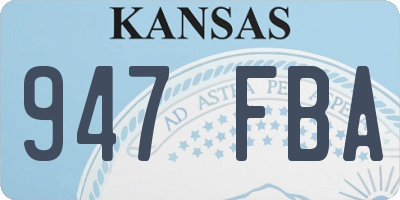 KS license plate 947FBA