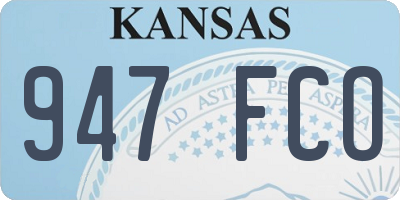 KS license plate 947FCO