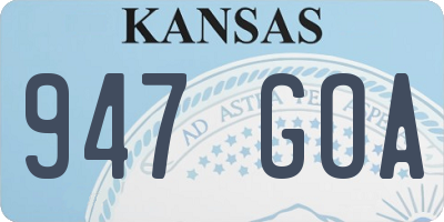 KS license plate 947GOA