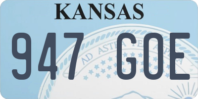 KS license plate 947GOE