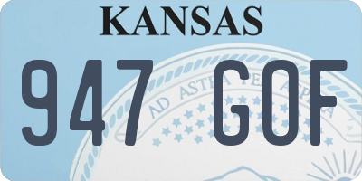 KS license plate 947GOF