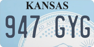 KS license plate 947GYG