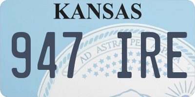 KS license plate 947IRE