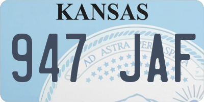 KS license plate 947JAF