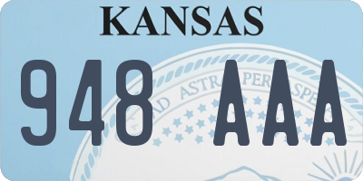 KS license plate 948AAA