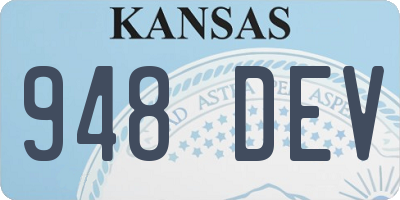 KS license plate 948DEV