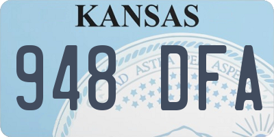 KS license plate 948DFA
