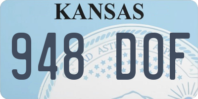 KS license plate 948DOF