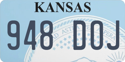 KS license plate 948DOJ