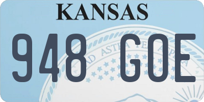 KS license plate 948GOE