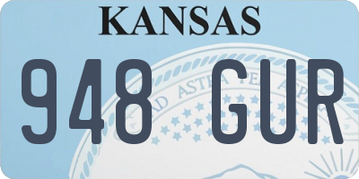 KS license plate 948GUR