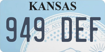 KS license plate 949DEF