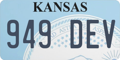 KS license plate 949DEV