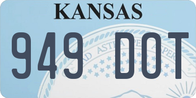 KS license plate 949DOT