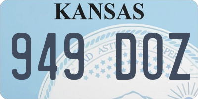 KS license plate 949DOZ