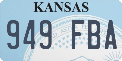 KS license plate 949FBA