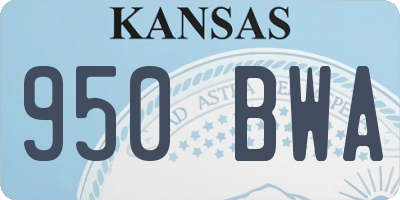 KS license plate 950BWA