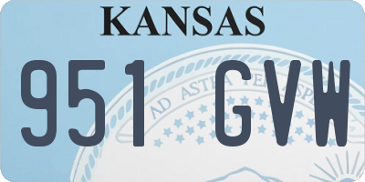 KS license plate 951GVW