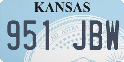 KS license plate 951JBW