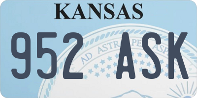 KS license plate 952ASK