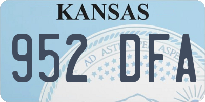 KS license plate 952DFA