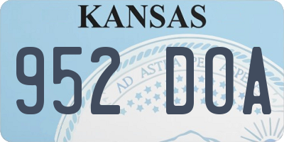 KS license plate 952DOA