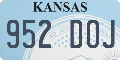 KS license plate 952DOJ