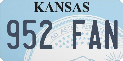 KS license plate 952FAN