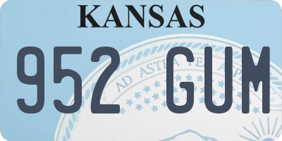 KS license plate 952GUM