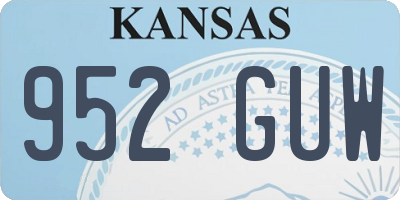 KS license plate 952GUW