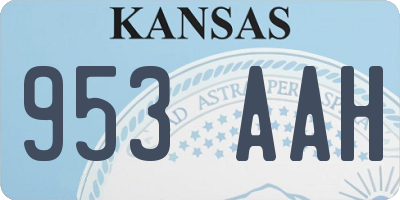 KS license plate 953AAH