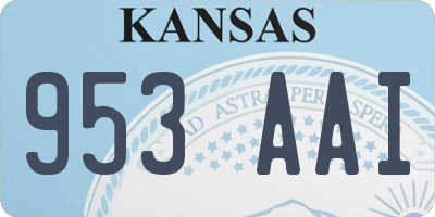 KS license plate 953AAI