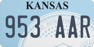 KS license plate 953AAR