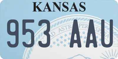 KS license plate 953AAU
