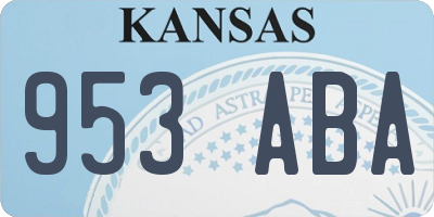 KS license plate 953ABA