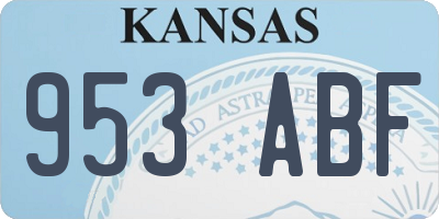 KS license plate 953ABF