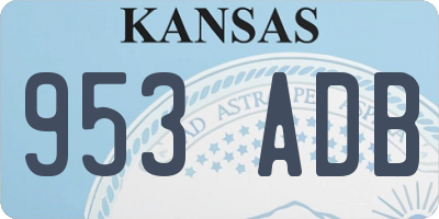 KS license plate 953ADB