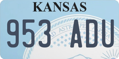 KS license plate 953ADU