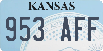 KS license plate 953AFF