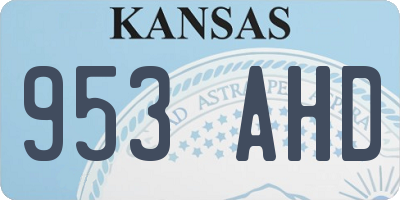 KS license plate 953AHD