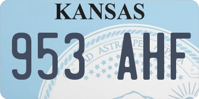 KS license plate 953AHF