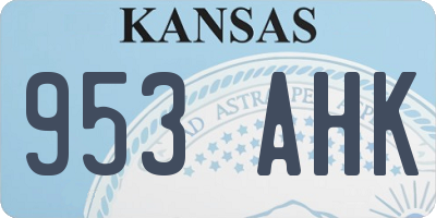 KS license plate 953AHK