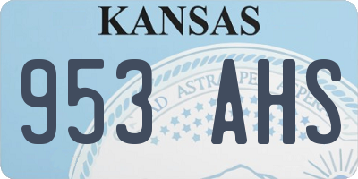 KS license plate 953AHS