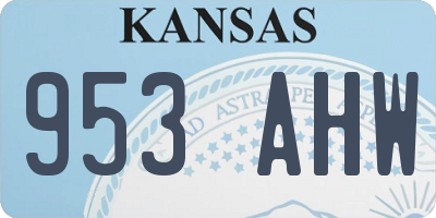 KS license plate 953AHW