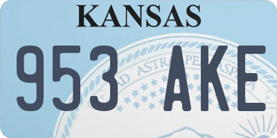 KS license plate 953AKE