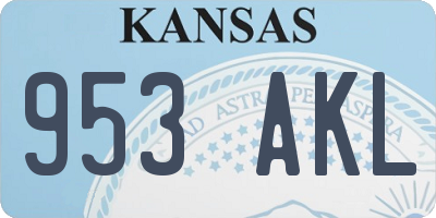 KS license plate 953AKL